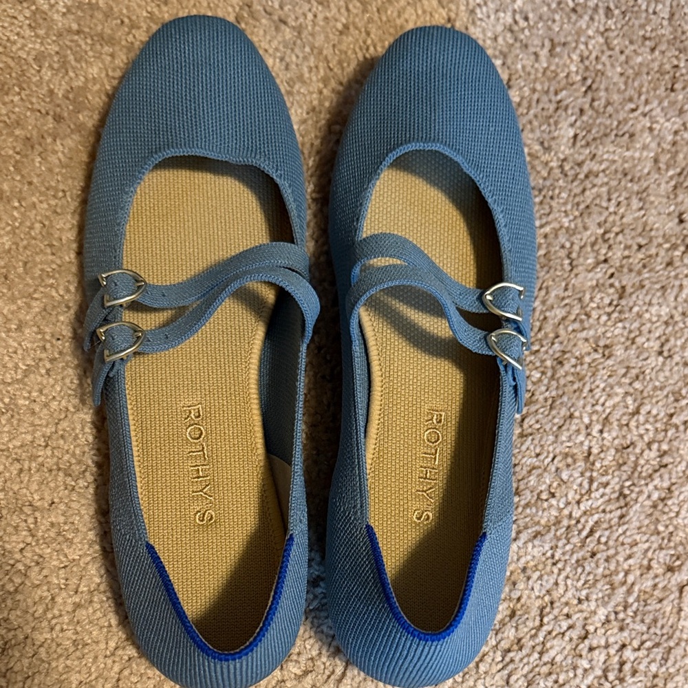 Rothy's Women's Blue Double Strap Flats
